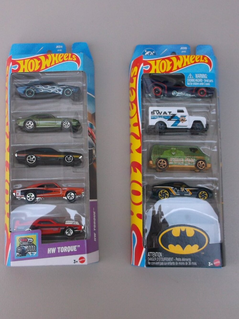 🚗 Mattel NWT Hot Wheels 5‑Pack Bundle – Batman Series + HW Torque Muscle Cars